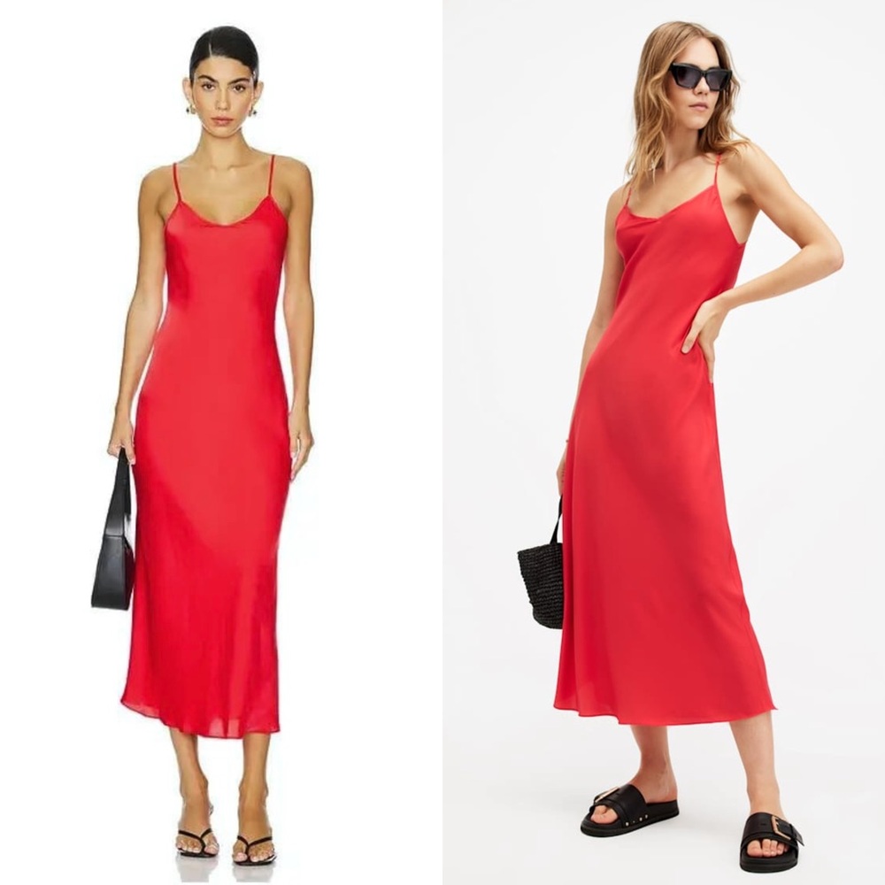 NWT ALLSAINTS 90s Recycled Satin Minimalist Old Money‎ Scandi Girl Slip Dress XS